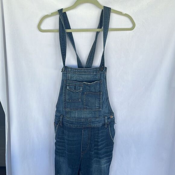 Free People Medium Wash Stretch Skinny Denim Bib Overalls. Size 27 - Picture 5 of 10